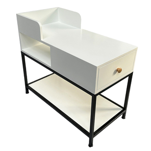 Minimalist Rubber Wood <b>Side</b> <b>Table</b> with Iron Frame Durable Tea <b>Table</b> for Living Room or Entry SST023 <b>Set</b> - Product Image 2
