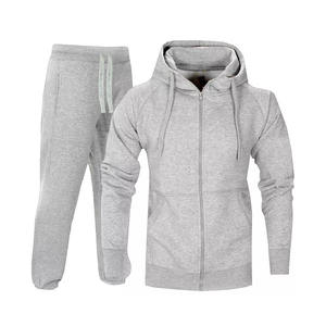 Customizable Men's Zip-Up 100% Polyester Tracksuit Hooded Training Jogging Suit Custom Logo OEM <b>Blank</b> Eco-Friendly for Winter - Product Image 1