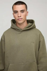Sudadera con Capucha Hip Hop para Hombre, Talla Grande, Diseño Personalizado, Color Verde Sólido, Estampado Bordado, Transpirable, 100%, Invierno 2025 - Product Image 3