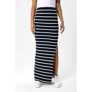 Falda Corta Casual de Tela No Tejida 100% Poliéster con Rayas y Abertura Estilo Vintage de Cintura Natural Mega Merchant para Otoño Talla XS - Product Image 4