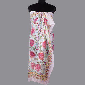 Marca de lujo Sanganeri bloque impreso algodón playa cubierta Pareo Sarong indio hecho a mano multicolor largo bufanda lisa - Product Image 4