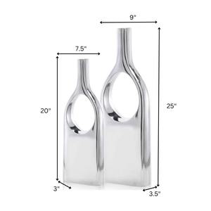 Jarrón de Metal con Acabado Plateado Premium, Elegante Centro de Mesa Decorativo Moderno para Decoración de Mesa de Hogar, Hotel o Restaurante, de la India - Product Image 2