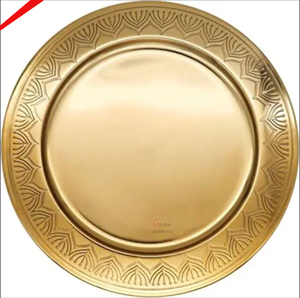 Plaque de chargeur de service de forme ronde finie dorée de vente chaude - Product Image 4