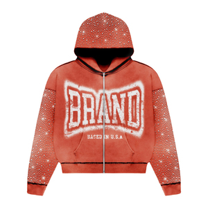 Chándal personalizado 400 Gsm con joggers holgados de lavado ácido y conjunto de Sudadera con capucha chándal de diseño de logotipo personalizado acampanado para hombres - Product Image 5