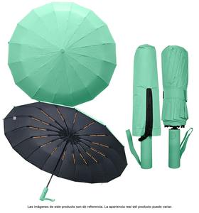 Paraguas Plegable Reforzado Clásico de 12 Varillas con Protección Contra el Viento y la Lluvia, Incluye Funda con Cierre, Calidad Premium - Product Image 1