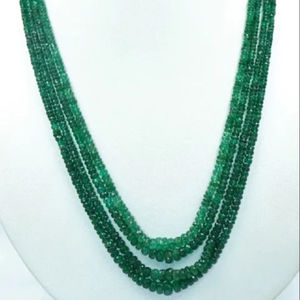 Collar de Rondelle facetado de Esmeralda de Zambia Natural de 4 hebras, regalo de cuentas de esmeralda de Zambia para ella - Product Image 1