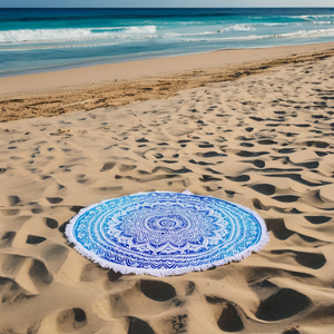 Serviette de plage ronde pour dame filles serviette avec logo personnalisé meilleure qualité coton imprimé serviette ronde en gros en Inde. - Product Image 1