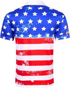 Pantalones cortos de golf atléticos de ajuste seco para hombre, manga corta con cuello estampado, material de punto de poliéster 100% - Product Image 2