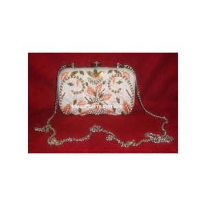 High Quality Embroidery Women Wedding Clutch Party Evening Clutch Bridal <b>Purse</b> Indian Wedding Favors Raw Silk Women <b>Purse</b> - Product Image 1