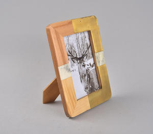 Luxury Wood Brass And Resin Mosaic <b>Photo</b> <b>Frame</b> Unique Modernist Patchwork Desk Display Vertical Horizontal Luxury Wood Brass - Product Image 2