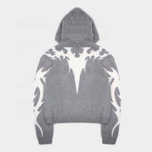 เสื้อฮู้ดผู้ชายแบบซิปคุณภาพดีที่สุด ปรับแต่งได้ ขายส่ง สไตล์ลำลอง ลาย 3 มิติ แห้งเร็ว ผ้าขนสัตว์ 100% สำหรับฤดูหนาว - Product Image 2