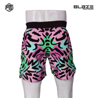Shorts de boxe unisexes anti-rides confortables pour l'entraînement, MMA, BJJ, avec motif personnalisé, deux poches latérales zippées, taille élastique