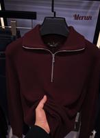 T-shirt à col montant côtelé 100 % coton pour homme, respirant, séchage rapide, uni, teint en fil, manches courtes, coupe décontractée