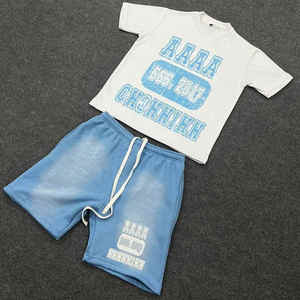 Diseño personalizado Serigrafía 280 Gsm Lavado ácido Camiseta de gran tamaño Mezcla de algodón de peso pesado Sun Faded Distressted Tee - Product Image 3