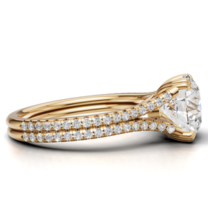 IGI Certified Lab Grown Round Brilliant Cut Diamond <b>Split</b> Shank Engagement <b>Ring</b> 18K Gold Pavé Diamond <b>Ring</b> - Product Image 3