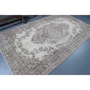 Alfombra Turca de 5.4x9.5 pies, Alfombra, Alfombra Ikat Gris de Lana - Product Image 2