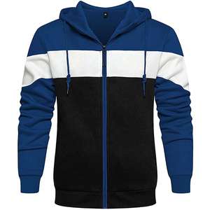 Sweats à capuche rayés zippés pour hommes Vestes à capuche à manches longues imprimées en blocs de couleurs Sweat à capuche décontracté grande taille personnalisé pour hommes OEM - Product Image 1