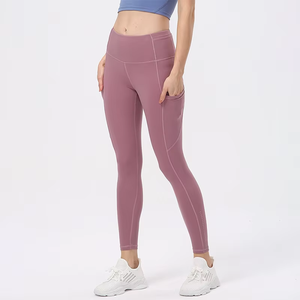 Wholesale Custom High Waisted Sports Workout Yoga Pants <b>Leggings</b> for Women Soft Polyester Gym Fitness <b>Leggings</b> <b>Pocket</b> Solid - Product Image 6