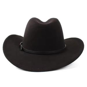 Wool Felt Cowboy <b>Hat</b> with Embroidered Leather <b>Band</b> and Tapered Crown-Winter Outdoor Eco-Friendly Lightweight Stylish Design - Product Image 1
