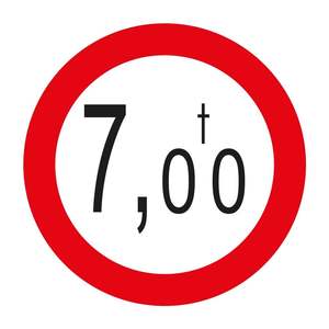 Interdiction d'entrée aux véhicules dépassant la limite de tonnes - Panneau de signalisation routière réfléchissant TT-24 - Panneau de sécurité - Product Image 1