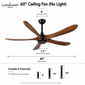 USA In Stock Modern 60 Inch Solid Wood Ceiling Fan with Remote Control DC Motor for Patio Farmhouse Hotel - Product Image 3