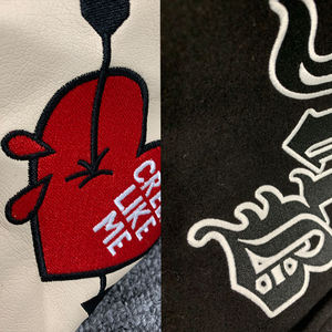 แจ็กเก็ตเบสบอลของผู้ชายแบบสั่งตัดปักลายมหาวิทยาลัยแขนเสื้อหนังสีดำลำลองสำหรับฤดูหนาว - Product Image 2