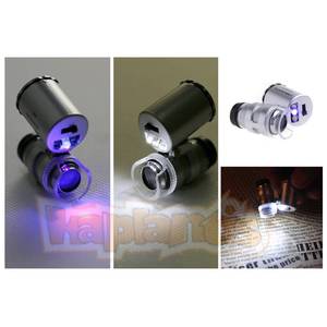 Loupe de poche LED 60X AEK-Tech, loupe de lecture portable avec construction en verre et en métal - Product Image 6