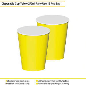 Bicchieri usa e getta gialli da 270 ml per feste, confezione da 12 pezzi - Product Image 2
