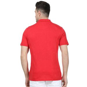 Camiseta Casual de Alta Calidad para Hombre, Tejida, 100% Algodón, Manga Corta, Secado Rápido, Cuello de Golf Rojo - Product Image 2