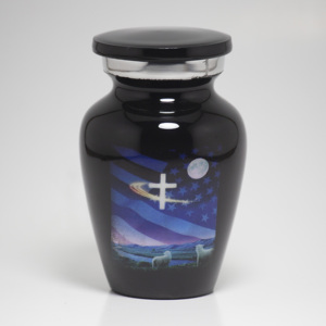 Impresionante urna de recuerdo de serenidad radiante con acabado en negro, un hermoso tributo al espíritu de la vida de sus seres queridos - Product Image 6