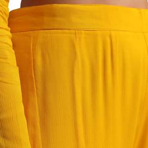 Traje amarillo Cutdana Kurti Palazzo con Dupatta, venta al por mayor, Ropa Étnica para mujer, proveedor de fábrica de ropa OEM, ropa personalizada - Product Image 6