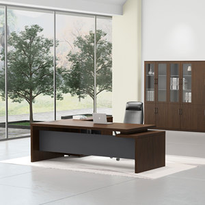 Sang trọng Ông Chủ bàn trắng văn phòng bằng gỗ bàn Glossy bàn văn phòng CEO Ergonomic L hình dạng văn phòng <span class=keywords><strong>dsek</strong></span> với ghế Bộ - Product Image 4