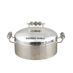 หม้ออุ่นอาหารโลหะสีดำพร้อมฝากระจกขัดเงาทรงกลมดีไซน์เนอร์หรูหราใหม่ - Product Image 5