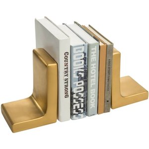 Diseño simple Metal Acentos decorativos Oro Pulido Sujetalibros Mesa Metal Book End Holder Metal Artesanía - Product Image 1
