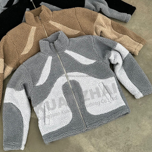 Veste Homme en Patchwork Boxy avec Fermeture Éclair, Doublure en Sherpa, Style Streetwear, Chaude pour l'Hiver - Product Image 3