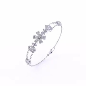 14K Solid White/ <b>Rose</b> <b>Gold</b> Designer Open Bracelet Marquise Cut Lab Grown Diamond Layered Bracelets Fine Jewelry - Product Image 4