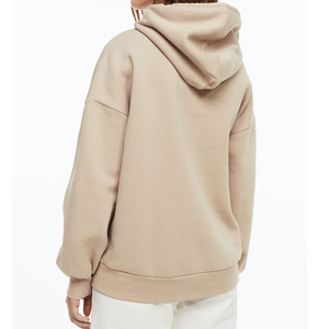 Sweat-shirt à capuche beige surdimensionné pour homme, coupe ample, manches classiques, poche avant, logo personnalisé, brodé, uni, hiver - Product Image 4