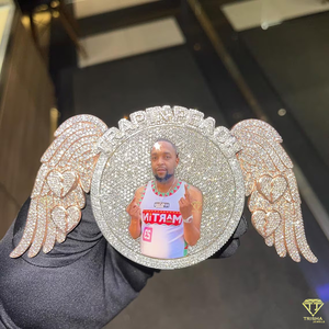 Pendentif photo personnalisé à la mode avec diamant cultivé en laboratoire VVS Design de lettre personnalisée bijoux Hip Hop plaqués rhodium glacés - Product Image 2