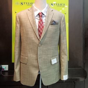 Costume d'affaires 2 pièces sur mesure pour homme, manches longues, col cranté, blazer simple boutonnage, respirant, 204 laine, # 100% - Product Image 2