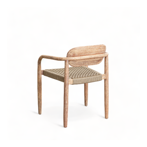 Silla de comedor de cuerda tejida de diseño moderno en cal para restaurante, silla de comedor apilable para exteriores de teca para muebles de cafetería - Product Image 3