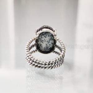 แหวนผู้หญิงแหวนโอปอล Dendritic ธรรมชาติพลอยประจำเดือนเกิด3วงบิดเกลียวทำด้วยมือเครื่องประดับวินเทจทำด้วยมือ925แหวนเงินสเตอร์ลิง - Product Image 5