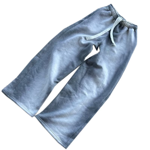 Nouveauté OEM personnalisé, pantalon de survêtement évasé décontracté, ample, droit, de grande taille, pour hommes, quantité minimale de commande bas, marque personnalisée, taille élastique brodée - Product Image 6