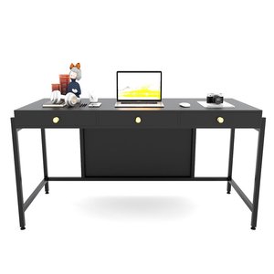 Meuble de bureau exécutif minimaliste 160x70cm, table d'ordinateur moderne BGD68046 avec tiroirs robustes et cloison en mélaminé style bois - Product Image 1