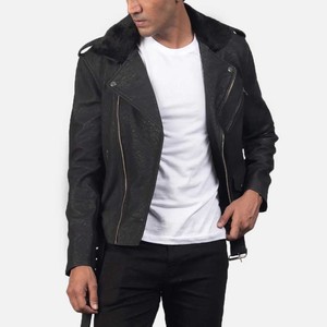 Chaqueta de Cuero Genuino para Hombre, Estilo Motero, Ajustada, Invierno, Moda Urbana, Venta al por Mayor Directa de Fábrica, Marca Privada - Product Image 4