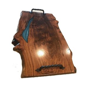 Plateau de cuisson biologique en résine et bois avec poignée en métal et taille personnalisée prix bon marché - Product Image 5