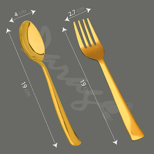 ชุดช้อนส้อมสแตนเลสสีทองแบบพรีเมี่ยม12ชิ้นชุดละ19ซม. เครื่องใช้ในครัวที่บ้านหรูหรา PVD ช้อนส้อม6โต๊ะ6โต๊ะ - Product Image 4