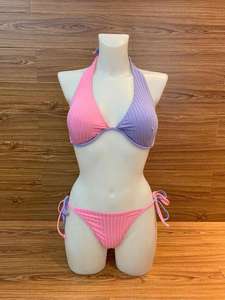 Bikini con estampado personalizado de fabricante, ropa de playa para mujer, trajes de baño triangulares de dos piezas de cintura alta, encaje con borlas de diamantes de imitación - Product Image 2