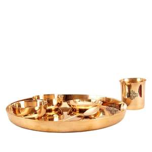Juego de Vajilla de Bronce de Diseño Artesanal de 6 Piezas, Vajilla Tradicional China Duradera, Apta para Restaurantes, Juego de Thali - Product Image 2