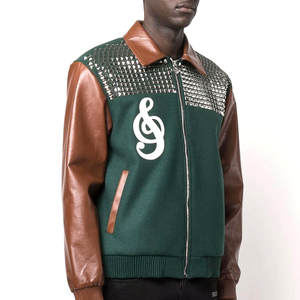 OEM Wholesale Custom Logo Embroidery Eco-Friendly Waterproof Winter Vintage Varsity <b>Jacket</b> with Polyester/Cotton Sleeve for Men - Product Image 3