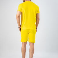 Conjuntos de Camiseta y Pantalones Cortos Casuales para Hombre 2025, 100% Algodón, Secado Rápido, Tejido de Punto, Venta al Por Mayor, Trajes Deportivos de Verano, Logotipo Personalizado, OEM, Personalizable
